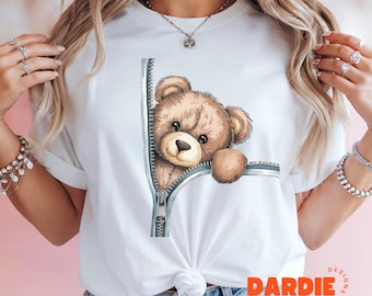 Teddy Bear PNG Zipper Teddy Bear Png Stuffed Bear Tshirt Sweatshirt Design POD, dtf, Sublimation design, Digital Download Clipart