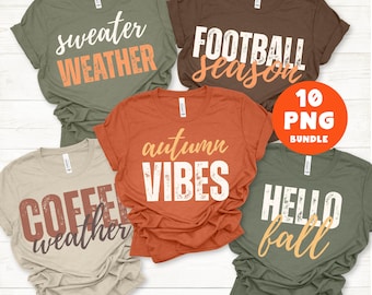 Fall PNG Bundle | Retro Distressed Shirt Designs | Pumpkin Spice, Coffee Weather, Sweater Weather Clipart Sublimation Designs