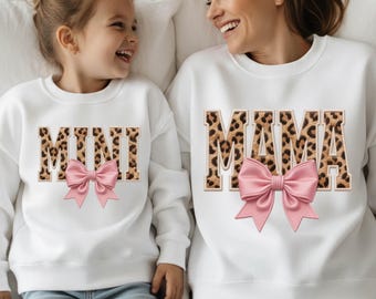 Set di mini PNG "Leopard Mama": disegni per sublimazione di magliette madre e figlia, clipart (download digitale)