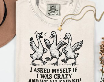 Funny Geese PNG, Crazy Quote Sublimation Design, I Asked Myself If I Was Crazy and We All Said No, Sarcastic Humor Shirt PNG