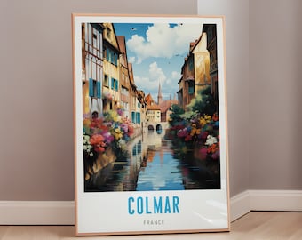 French Art Colmar Travel Poster Mid Century Modern Wall Art France Print Eclectic Decor Europe Aesthetic Gift Digital Download