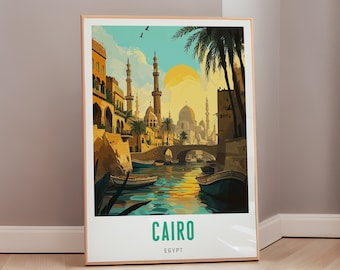 Travel Poster of Cairo Mid Century Modern Wall Art Egypt Print Eclectic Decor Egyptian Art Africa Aesthetic Gift Digital Download