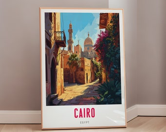 Cairo Travel Poster Egypt Print Mid Century Modern Wall Art Eclectic Decor Egyptian Art Africa Aesthetic Gift Digital Download