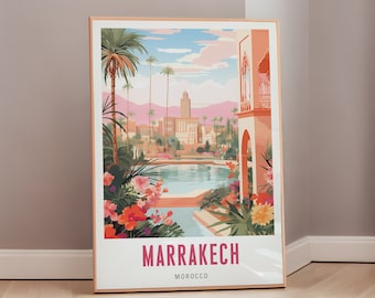 Moroccan Art Marrakech Travel Poster Mid Century Modern Wall Art Morocco Print Eclectic Decor African Aesthetic Gift Digital Download