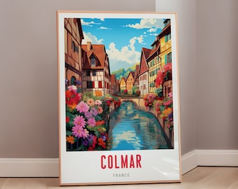 Colmar Travel Poster France Print Mid Century Modern Wall Art Eclectic Decor French Art Europe Aesthetic Gift Digital Download