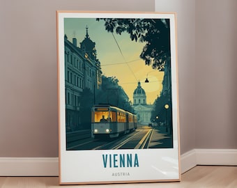 Vienna Travel Poster Austria Print Mid Century Modern Wall Art Eclectic Decor Austrian Art Europe Aesthetic Gift Digital Download