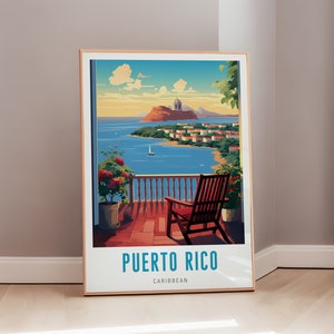 Caribbean Travel Poster Puerto Rico Mid Century Modern Wall Decor Puerto Rican Aesthetic Art Gift Digital Print Eclectic Wall Art