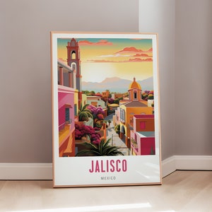 Jalisco Travel Poster Mexico Print Mid Century Modern Wall Art Eclectic Decor Mexican Art Latin America Aesthetic Gift Digital Download
