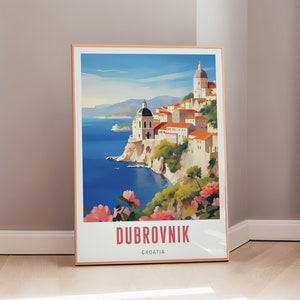 Dubrovnik Travel Poster Croatia Print Mid Century Modern Wall Art Eclectic Decor Croatian Art Europe Aesthetic Gift Digital Download