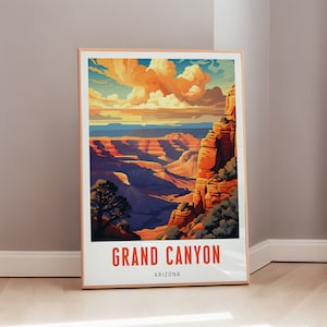 Grand Canyon Arizona Reise-Plakat Mitte des Jahrhunderts Wandkunst amerikanischer Druck Nordamerika-Wand-Dekor digitaler Download ästhetisches Geschenk