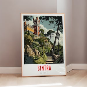 Portuguese Art Sintra Travel Poster Mid Century Modern Wall Art Portugal Print Eclectic Decor Europe Aesthetic Gift Digital Download