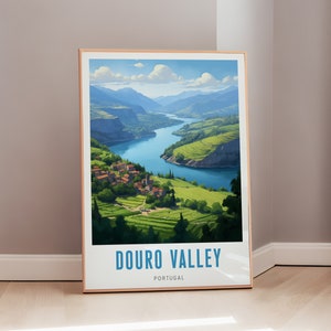 Travel Poster of Douro Valley Mid Century Modern Wall Art Portugal Print Eclectic Decor Portuguese Art Aesthetic Gift Digital Download