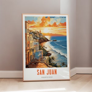 Puerto Rican Art San Juan Travel Poster Mid Century Modern Wall Art Puerto Rico Eclectic Decor Caribbean Aesthetic Gift Digital Download