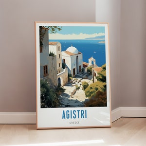 Agistri Travel Poster Greece Print Mid Century Modern Wall Art Eclectic Decor Greek Art Europe Aesthetic Gift Digital Download