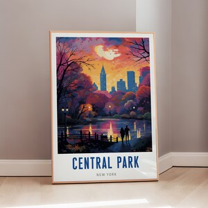 Central Park Travel Poster New York Print Mid Century Modern Wall Art Eclectic Decor American Art Urban Aesthetic Gift Digital Download