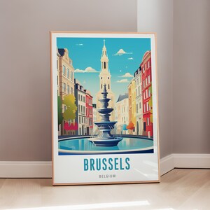 Belgian Art Brussels Travel Print Mid Century Wall Art Belgium Poster Eclectic Decor Europe Aesthetic Digital Download Gift Travel Poster