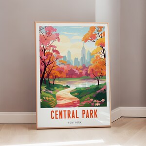 American Art Central Park Travel Poster Mid Century Modern Wall Art New York Print Eclectic Decor Aesthetic Gift Digital Download