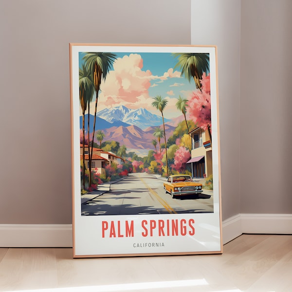 Palm Springs Travel Poster California Print Mid Century Modern Wall Art Eclectic Decor American Art Resort Aesthetic Gift Digital Download