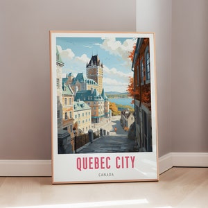 Quebec City Travel Poster Canada Print Mid Century Modern Wall Art Eclectic Decor Canadian Art North America Aesthetic Gift Digital Download