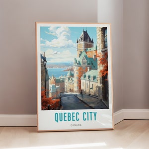 Canadian Art Quebec City Travel Poster Mid Century Modern Wall Art Canada Print Eclectic Decor North America Aesthetic Gift Digital Download