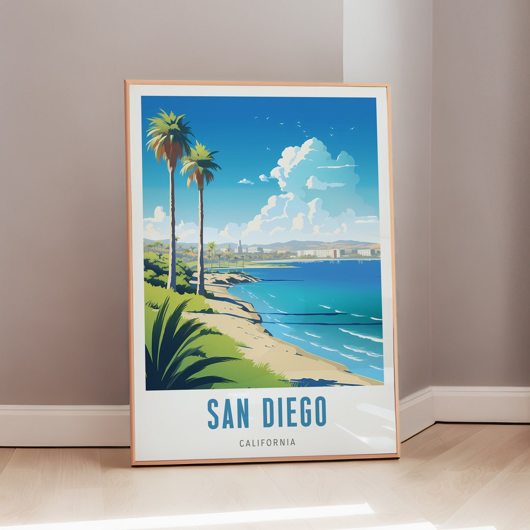 San Diego Travel Poster California Print Mid Century Modern Wall Art ...