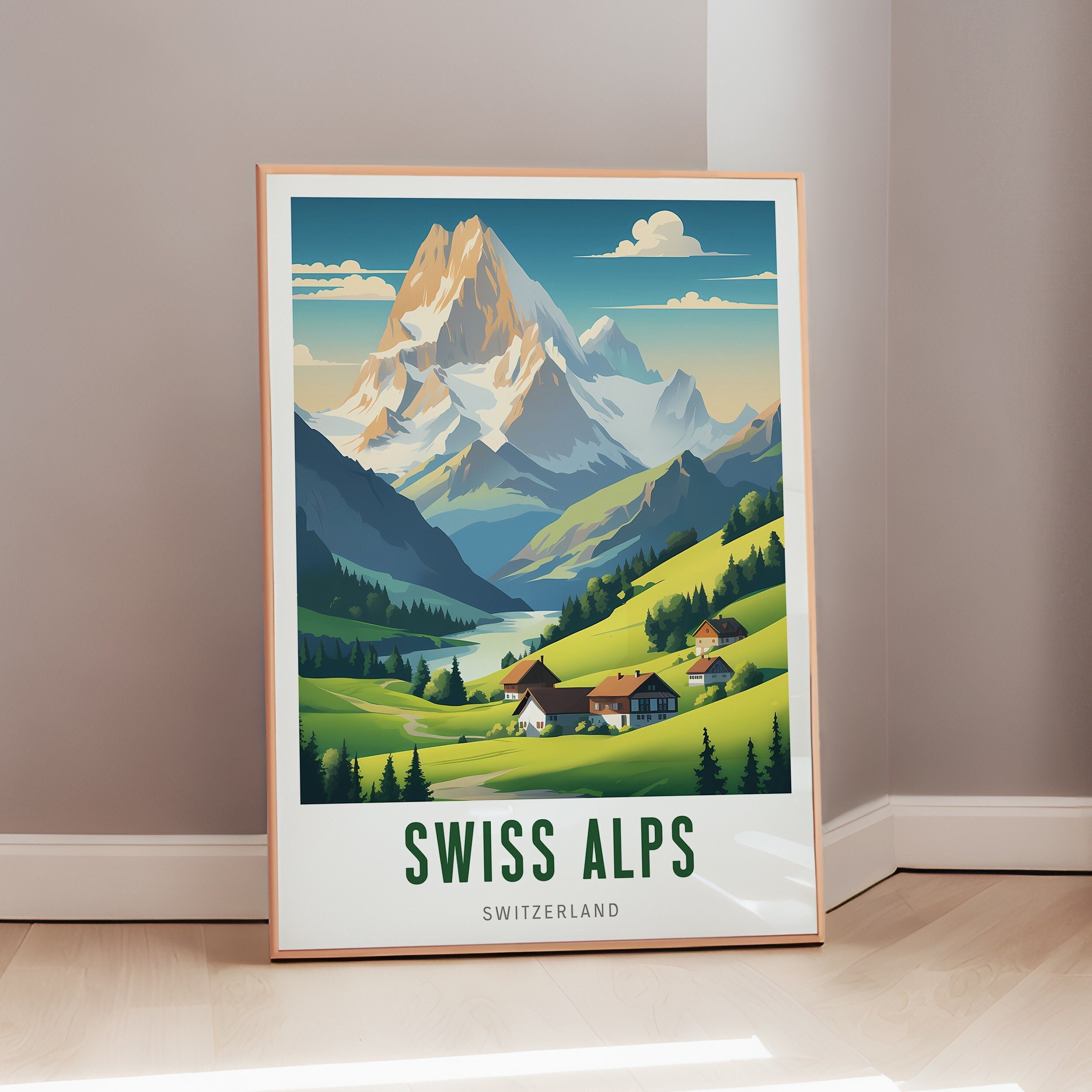 Swiss Wall Art Swiss Alps Print Mid Century Travel Poster Europe Aesthetic Decor Digital Swiss Wall Art Swiss Alps Print Mid Century Travel Poster Europe Aesthetic Decor Digital