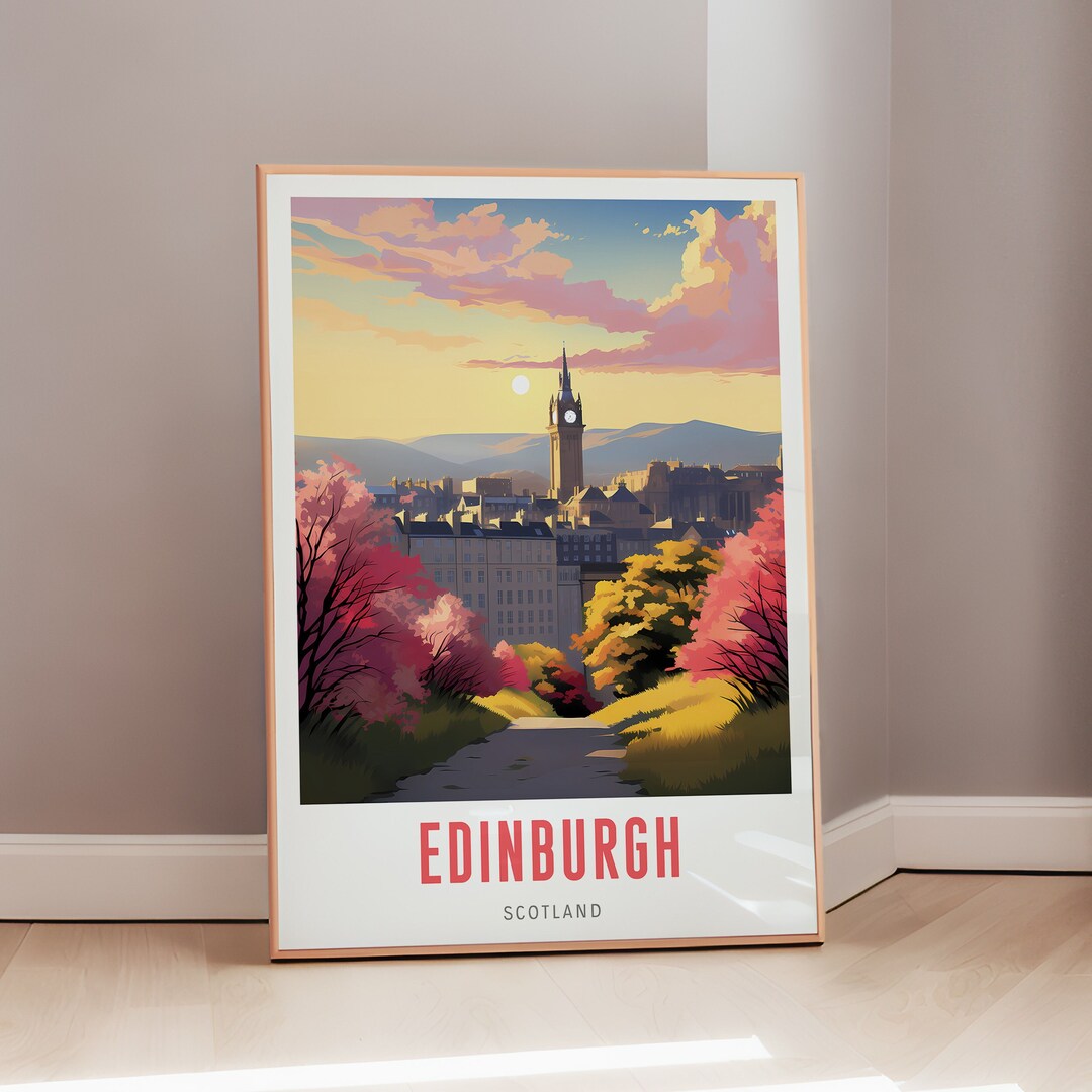 Scottish Art Edinburgh Travel Poster Mid Century Modern Wall Art ...