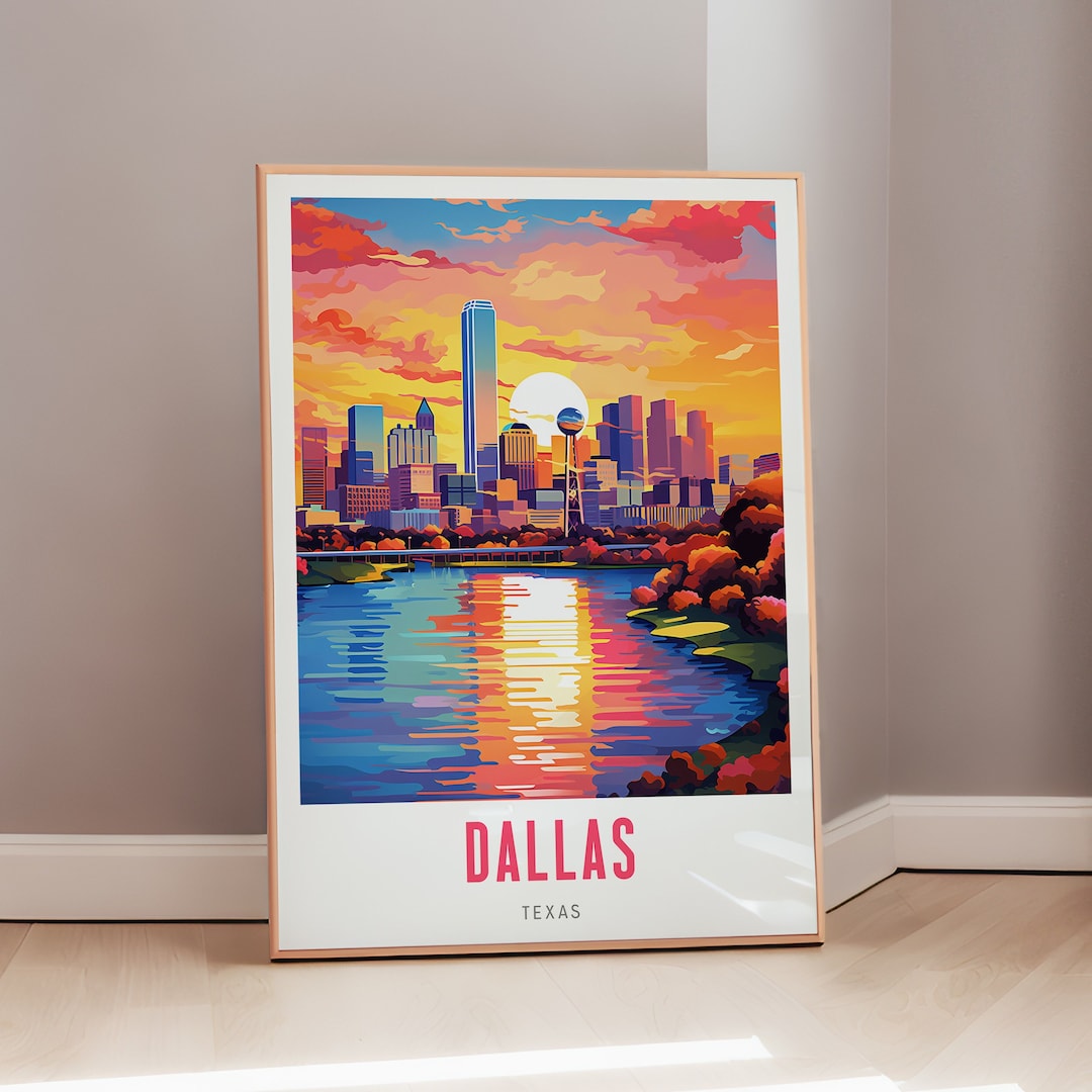 Travel Poster of Dallas Mid Century Modern Wall Art Texas Print ...