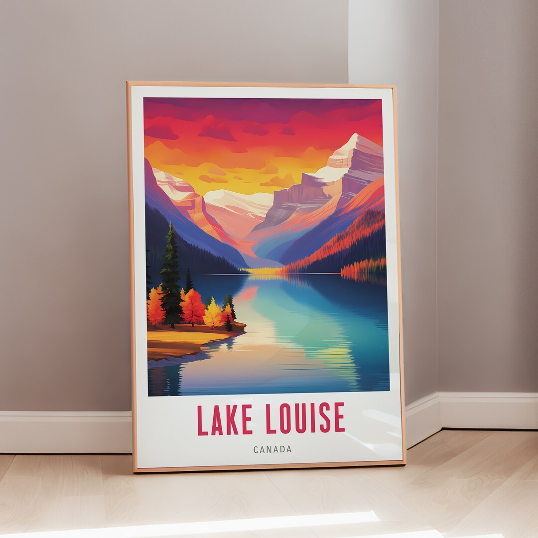 Canadian Art Lake Louise Travel Poster Mid Century Modern Wall Etsy