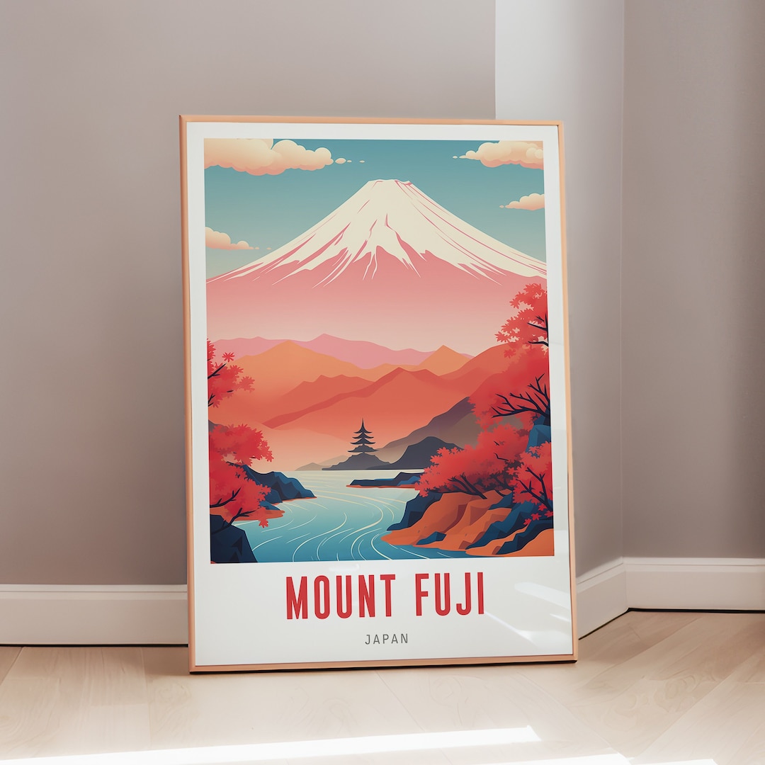 Japanese Art Mount Fuji Travel Poster Mid Century Modern Wall Art Japan ...