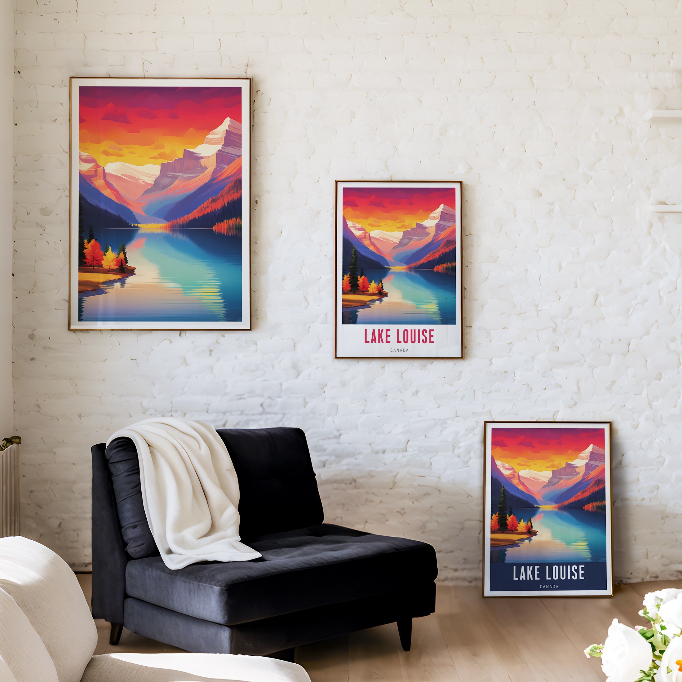 Canadian Art Lake Louise Travel Poster Mid Century Modern Wall Etsy