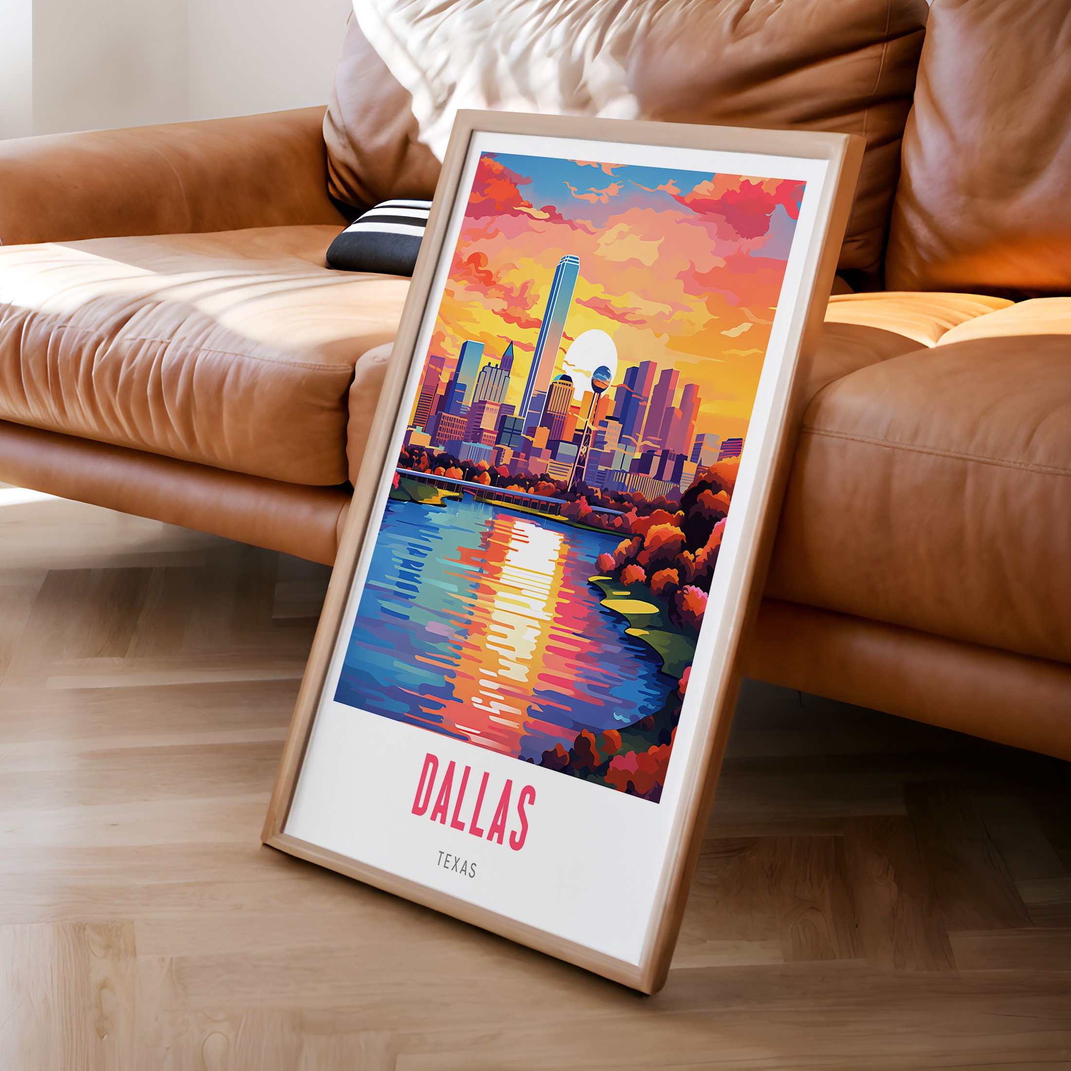 Travel Poster of Dallas Mid Century Modern Wall Art Texas Print ...