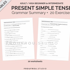 Simple Present Tense Mini-lesson and 20 Worksheets Printable ESL Pack - Simple Present Tense Exercises For Adults/Beginners to Intermediate image 5