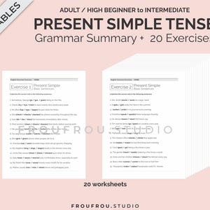Simple Present Tense Mini-lesson and 20 Worksheets Printable ESL Pack - Simple Present Tense Exercises For Adults/Beginners to Intermediate image 4