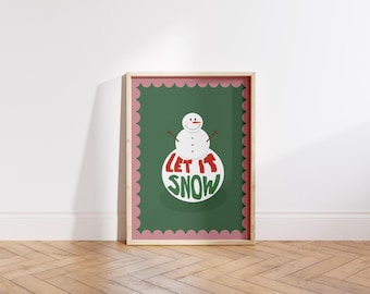 Let It Snow Schneemann Weihnachten Druck | Urlaub Wandbild