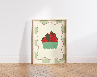 Erdbeer Poster | Buntes Essen Wandkunst