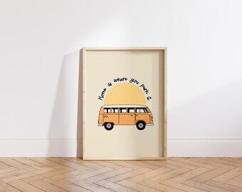 Kunstdruck Wohnwagen | Home ist, wo du es Parkst Zitat