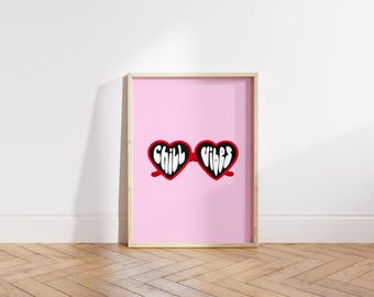 Chill Vibes Kunstdruck | Herz Sonnenbrillen Home Decor