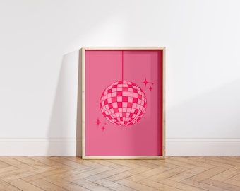 Rosa Disco Ball Poster | Retro Wandbild