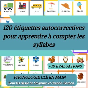 120 self-correcting labels for learning to count syllables in Kindergarten - Phonology in MS GS Ulis - PDF to print