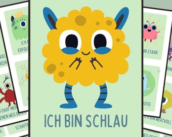 Printable Encouragement Cards for Children | 2 Editions: Little Monster and Ulmer Sparrow | Affirmation Cards for Lunchboxes - Back to School (PDF)