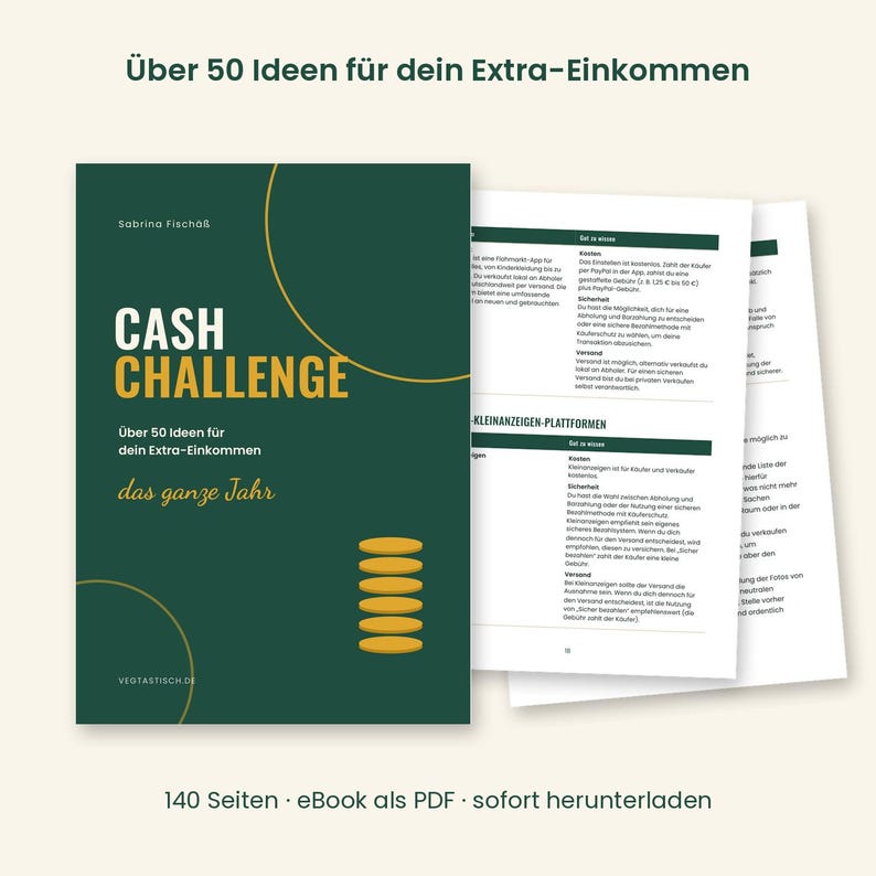 eBook Desafio do Dinheiro | Mais de 50 Ideias para Renda Extra | Ganhe Dinheiro Paralelo, Desapegue, Venda | PDF Alemão imagem 1