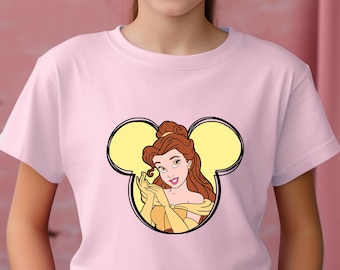 Disney Belle T-Shirt, Disneyland Princess, US Cotton, Family Trip, Birthday Gift Tee for Fans.