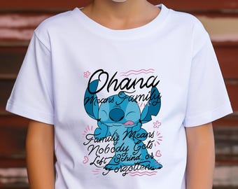 Disney Stitch Ohana Graphic T-Shirt, US Cotton, Unisex, Birthday Gift Tee