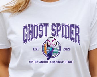 Ghost Spider T-shirt, US Cotton, Spidey Friends Family Trip Tee, Birthday Gift for Fans