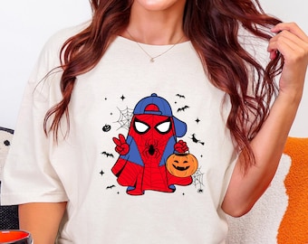 Spidey Halloween T-Shirt, US Cotton, Spooky Spider Costume Tee, Birthday Gift Tee for Fans