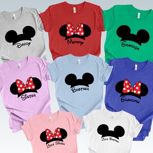 Disney Family Matching Shirt, Disney Personalized Shirt, Matching Family Mickey and Minnie Shirt, Mickey and Minnie Ears Family T-shirts