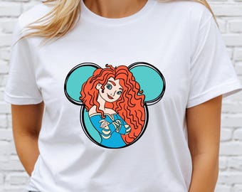 Camiseta de Disney Mérida, Princesa de Disneyland, algodón de EE. UU., viaje familiar, camiseta de regalo de cumpleaños para fanáticos.