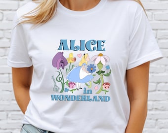 Alice in Wonderland T-Shirt, Cartoon Graphic Tee, Unisex Cotton Shirt, Disney Family Trip