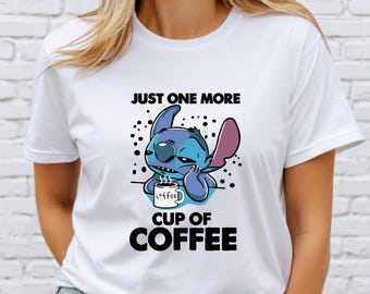 Disney Stitch Coffee T-Shirt, Ohana Alien Tee, US Cotton, Birthday Gift